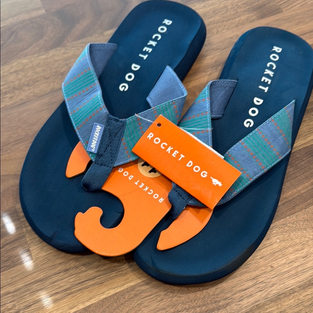 Rocket Dog Blue and Gray Sporty Flip-Flops